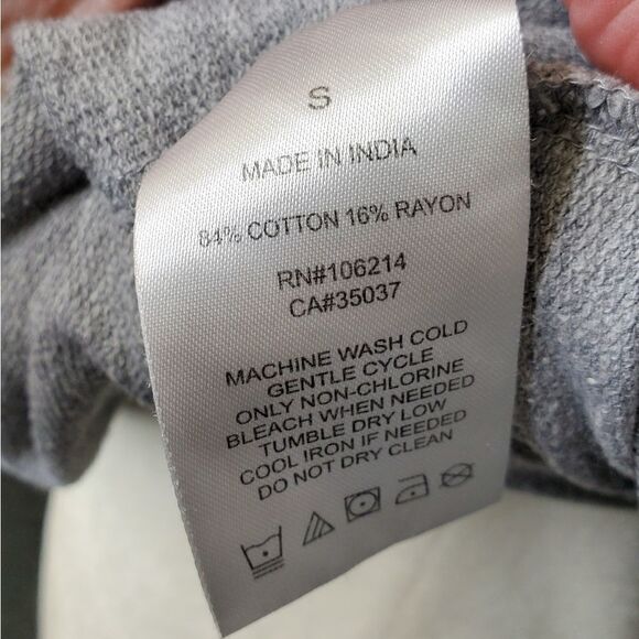 JOE'S JEANS gray sweatshirt Miaya Lace-Up sleeves distressed ASO TV S - Picture 8 of 9